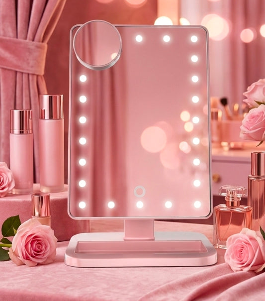 LED Makeup Mirror with Bluetooth Speaker - 3-in-1 Vanity Essential