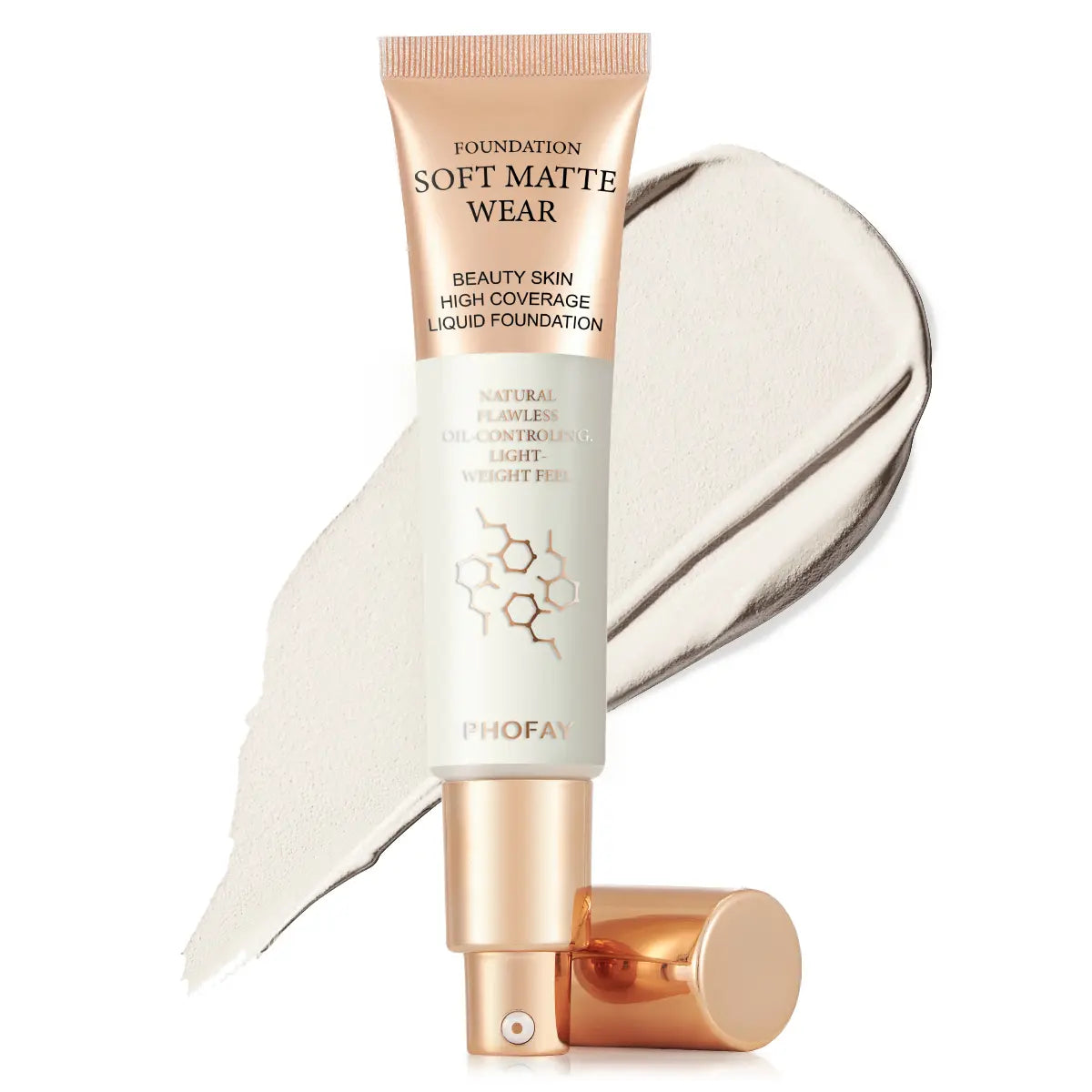 Foundation tube with applicator on a white background