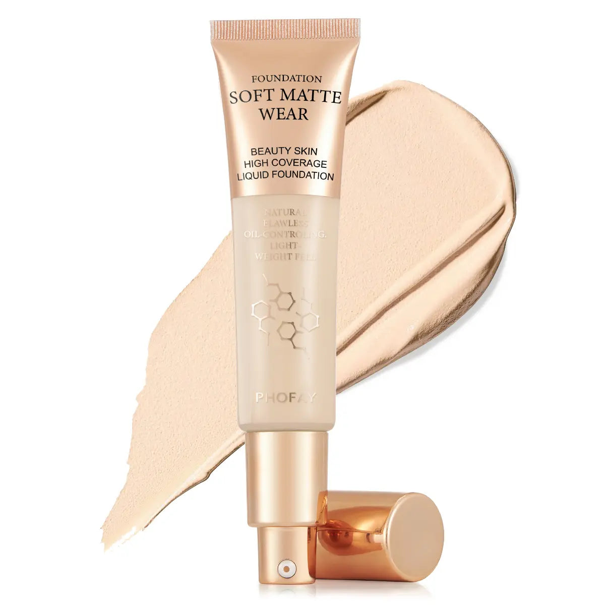 Foundation tube with applicator on a white background