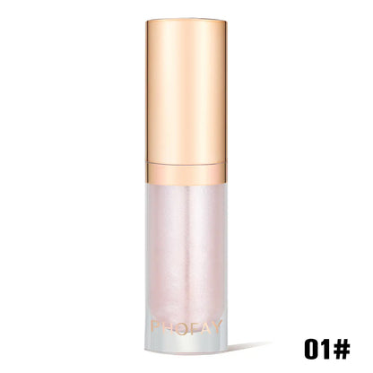 lip oil bottle with gold cap and white body on a white background