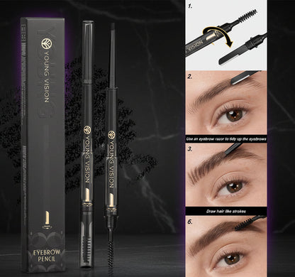 Young Vision eyebrow pencil with razor and spoolie brush, plus step-by-step brow shaping guide