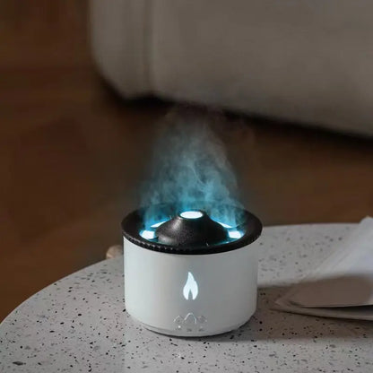 Blue volcano Flame Aromatherapy Humidifier - Jellyfish Smoke Ring Diffuser velvet vial