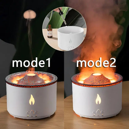 Volcano Flame Aromatherapy Humidifier modes - Jellyfish Smoke Ring Diffuser velvet vial