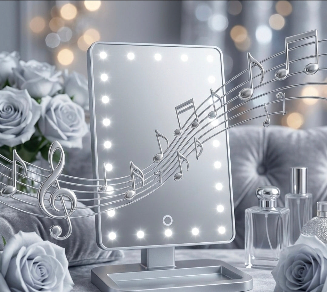 LED Makeup Mirror with Bluetooth Speaker - 3-in-1 Vanity Essential